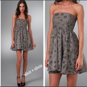 Alice Olivia Grey Kristin Strapless Gray Dress XS